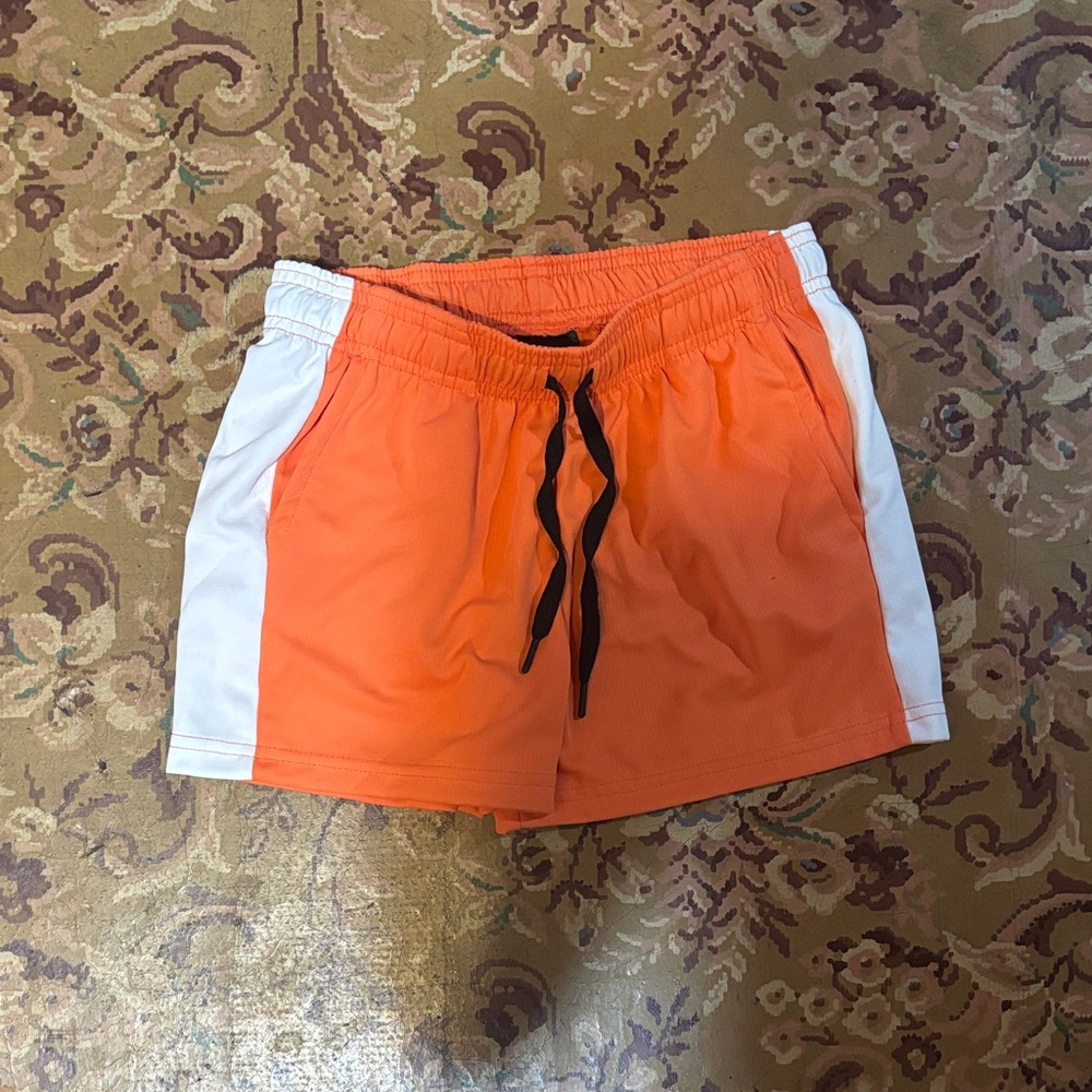 Vibrant Orange and White Women's Bike Shorts